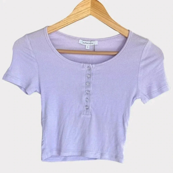 Olivaceous Short Sleeve Crop Top in Purple Size Small - Picture 1 of 6